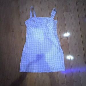 Hollister Women’s Advanced Stretch Square-Neck Lavender Plaid Mini Dress